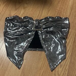 Metallic Silver Rave cropped tube top with buckle, never worn.